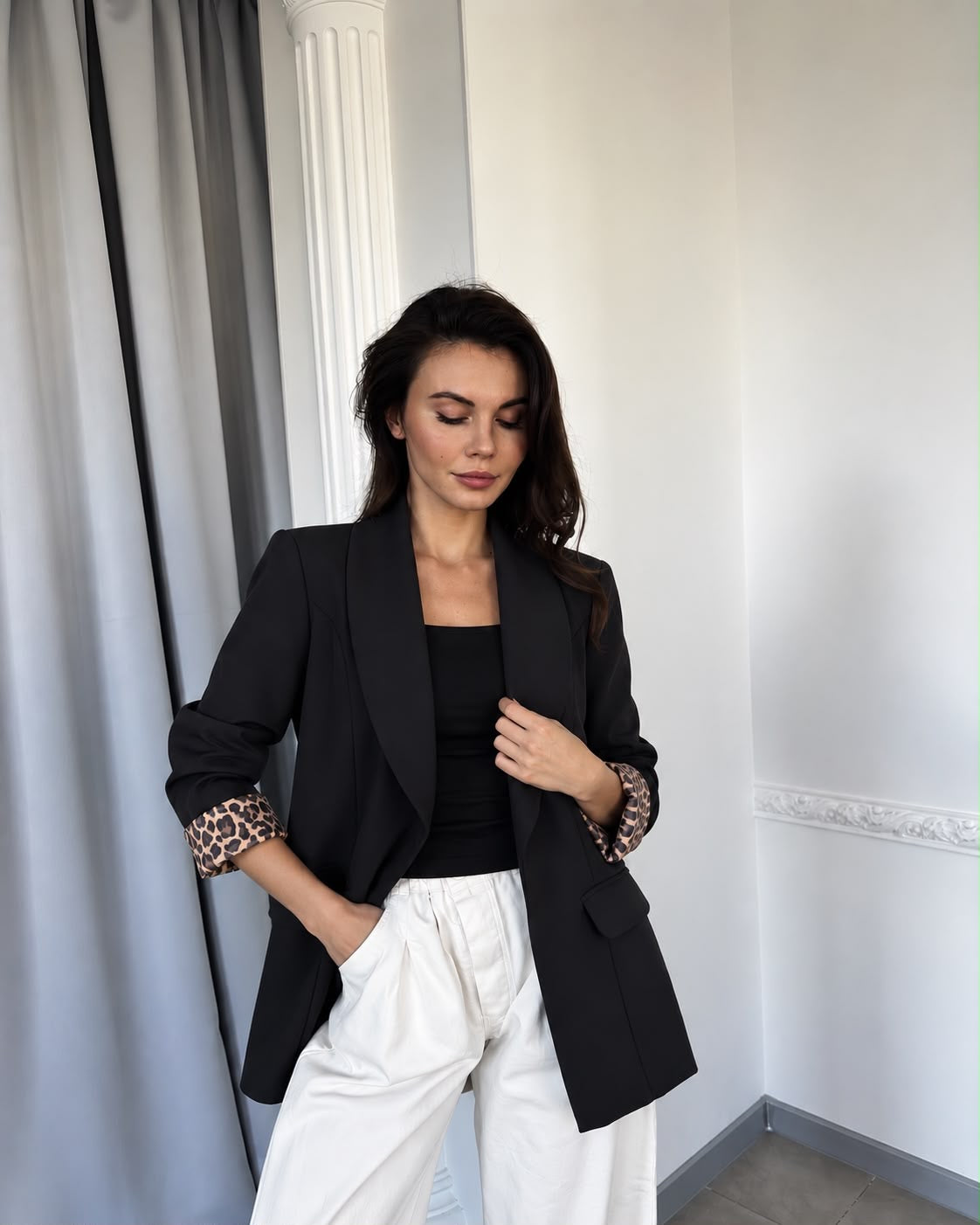 Leopard Cuff Blazer