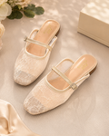 Lace charm mule