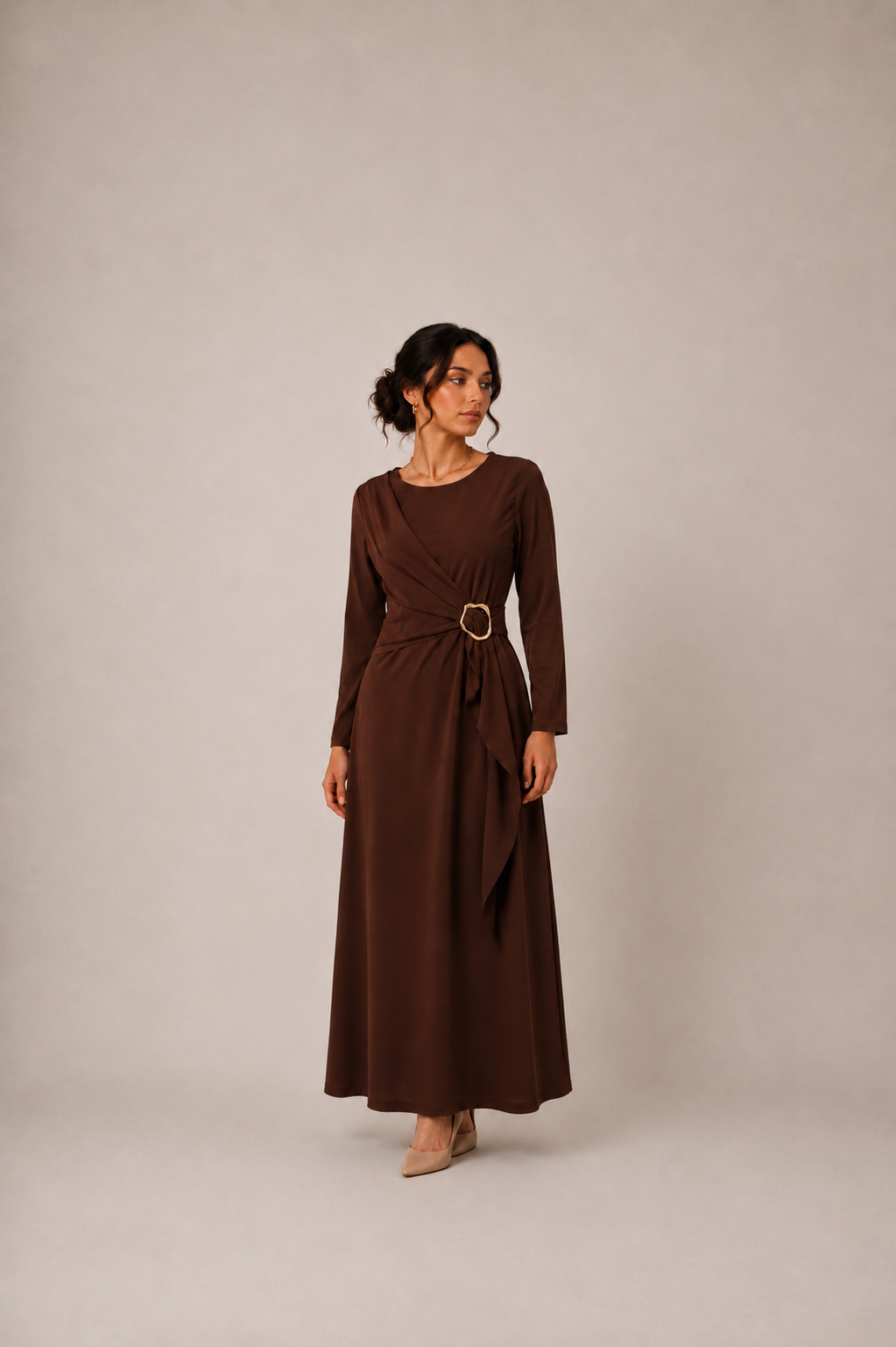 Golden Drape Dress