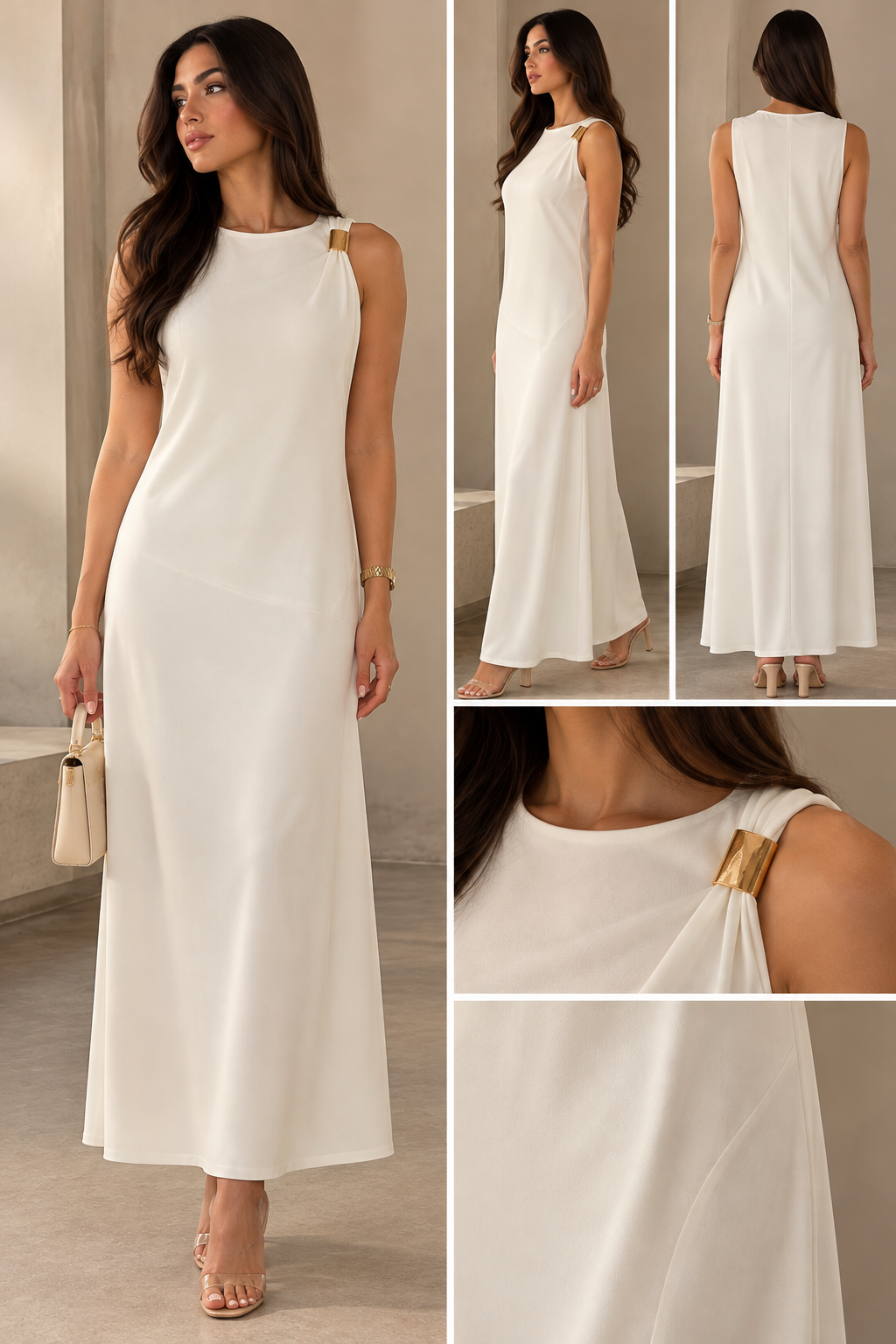 Elegant Gold Detail Maxi Dress
