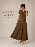 Classic Buttoned Midi Dress