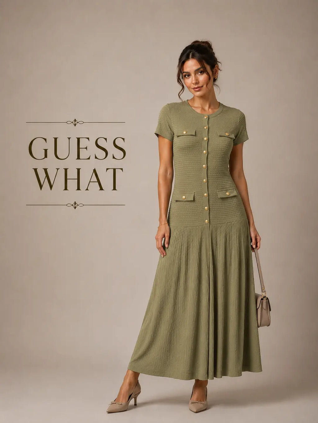 Classic Buttoned Midi Dress